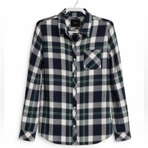 Rails Hunter Green Plaid Flannel Shirt Button Front Soft Rayon Blend Size M